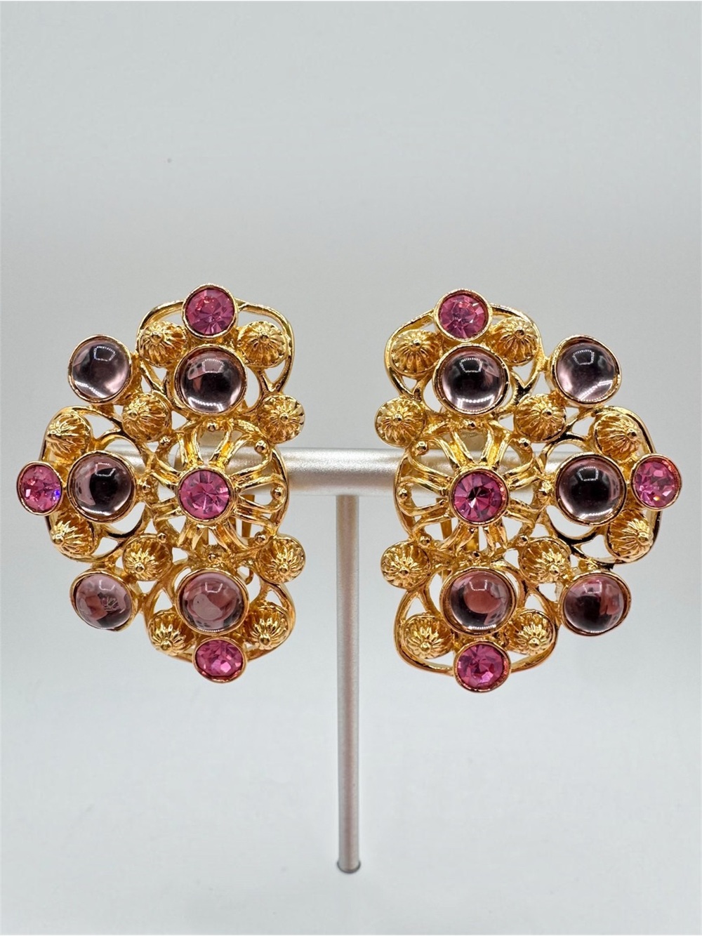 Vintage Barrera for Avon "Marbella" Spanish Moonstone & Rhinestone Clip Earrings
